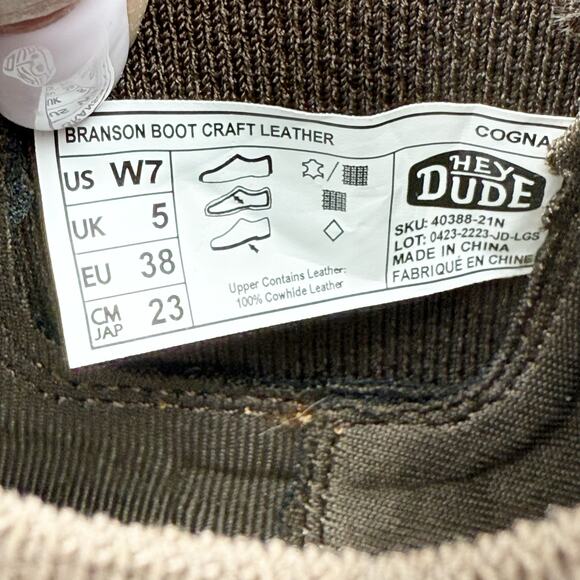 HEY DUDE Womens Branson Ankle Boots US 7 Cognac Leather Pull-On NIB - Picture 13 of 13